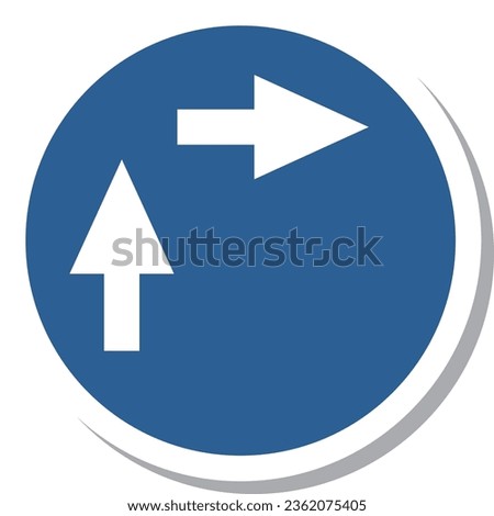 Simple sign sticker illustration: Right turn method for general motorized bicycles (two steps)