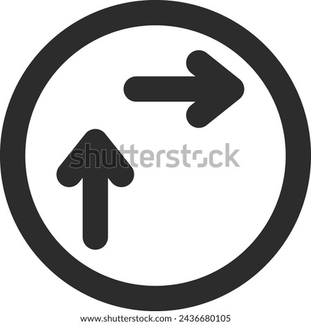Line drawing single illustration of mini sign: Right turn method for general motorized bicycles (two steps)