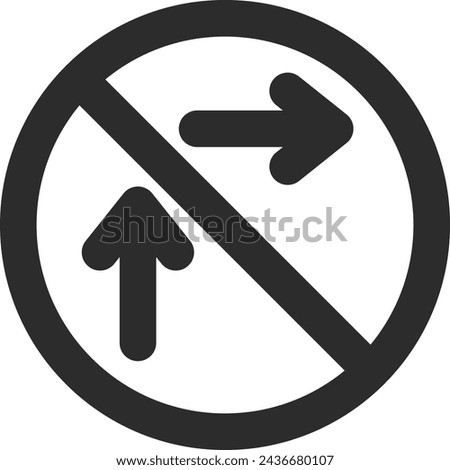 Single line drawing illustration of mini sign: Right turn method for general motorized bicycles (small turn)
