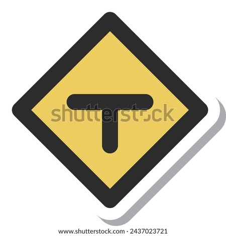 Mini sign sticker single illustration with T-shaped road intersection