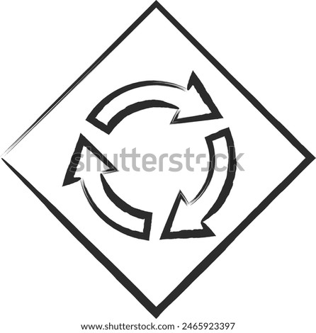 Single brush-drawn illustration of a simple sign with a rotary