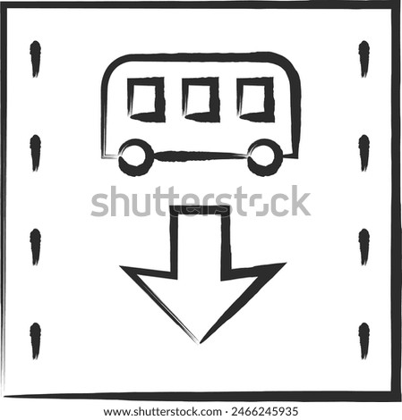 Single brush-drawn illustration of a simple sign - Priority lane for route buses, etc.