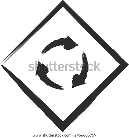 Brush-drawn single illustration of mini sign with rotary