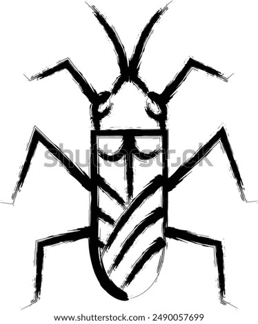 Brush-written mini insect illustration icon water strider