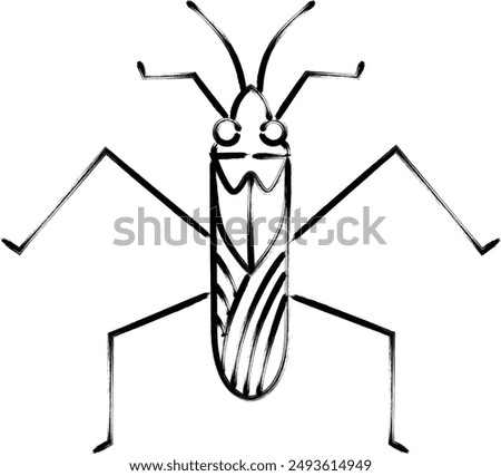 Brush-drawn insect single icon water strider