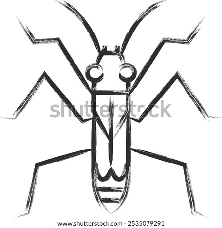 Brush-drawn mini insect single icon water strider