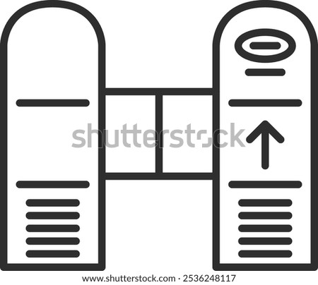 Line drawing station-related single icon ticket gate