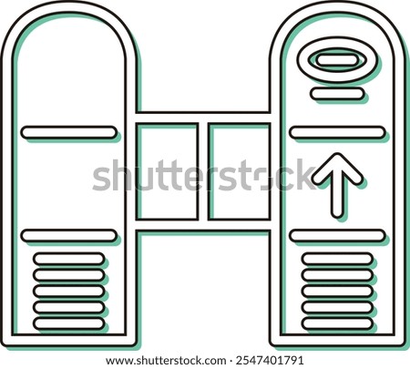 Color shadow station related single icon ticket gate