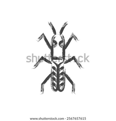 Brush-drawn mini insect single icon water strider