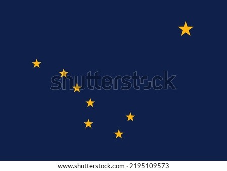 Alaska flag. The state flag of Alaska displays eight gold stars, forming the Big Dipper and Polaris, on a dark blue field. Vector.