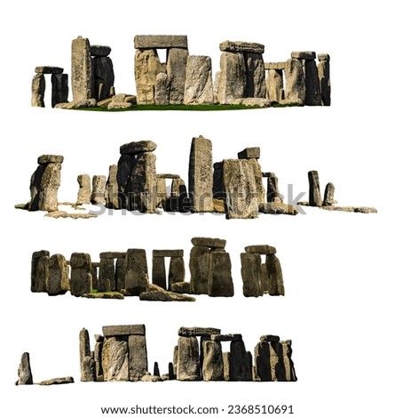 Various photos of Stonehenge, prehistoric monument in Wiltshire, England, isolated on white background Сток-фото © 