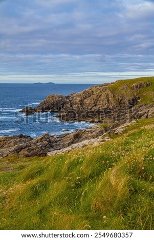 Similar – Image, Stock Photo Stony seashore and waves at beautiful sunset