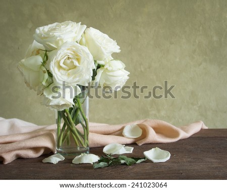 White Roses in vase ,style vintage