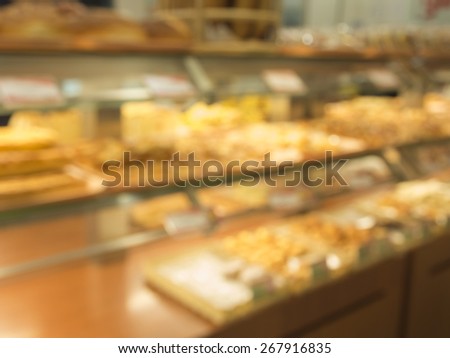 Blurred Bakeries in the mall and background bokeh.