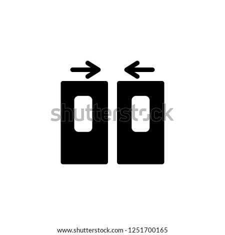 Electric, automatic door close sign, vector icon in solid/glyph black style