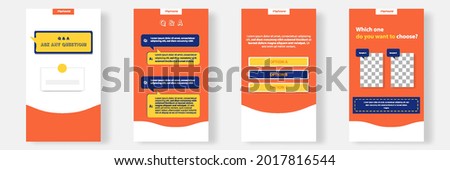 Social media faq, question, answer stories banner layout template with geometric shape background and bubble message design element in orange yellow white color. Vector illustration