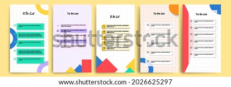 Set collection of to do check list blank daily or weekly planner. Suitable for print and web, social media story stories banner, diary, notebook template layout with file document geometric pattern