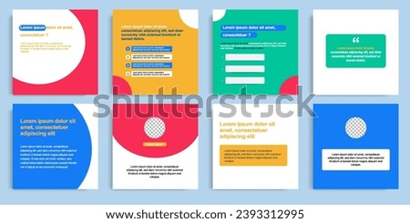 Playful social media post banner layout template pack in colorful background and shape elements. For ads, promotion, branding, sharing knowledge, micro blog, tips and educate. Vector illustration