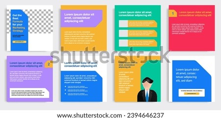 Playful social media post banner layout template pack in colorful background and shape elements. For ads, promotion, branding, sharing knowledge, micro blog, tips and educate. Vector illustration