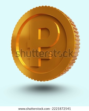 realistic gold ruble coin icon 3d render design