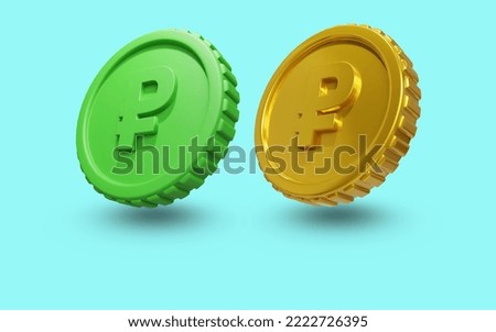 realistic green gold ruble coin icon 3d render design