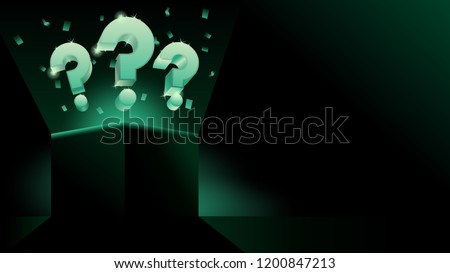 glowing mystery gift box with question dark modern style banner or business presentation