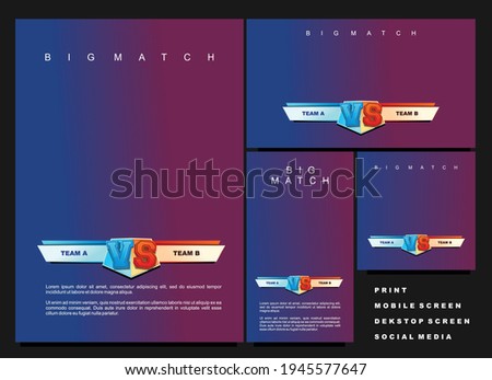 esport biog match team versus promotional template material. various size. vector illustration