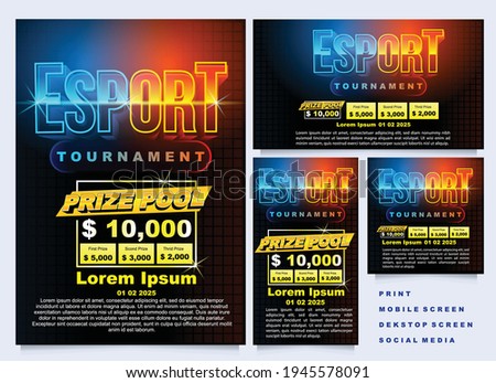 esport tournament promotional template material. various size. vector illustration