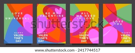 set of heart love for valentines day template in abstract syle. print or banner vector illustration template