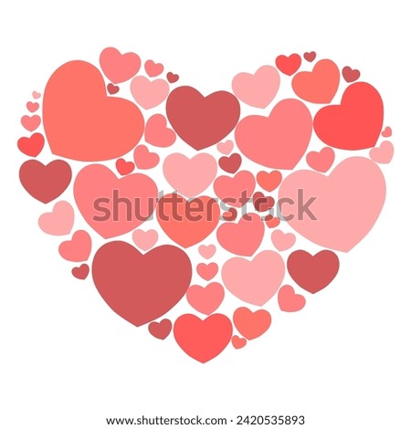 Heart Vector.Small hearts lined up to form a large heart.