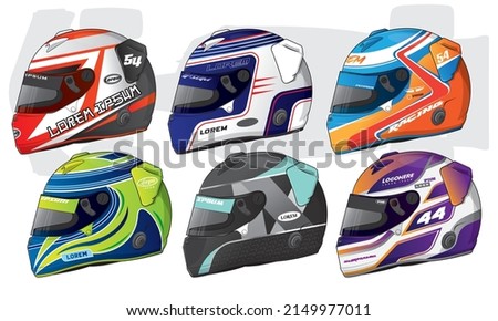 Sports racing helmet template vector design