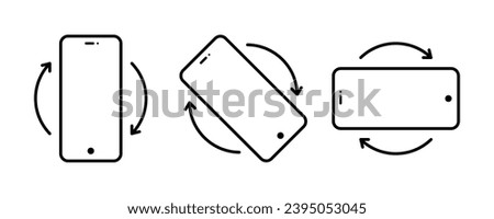 Rotate your phone vector icon set for web site or mobile app. Device rotation symbol. Rotate smartphone. Turn your device