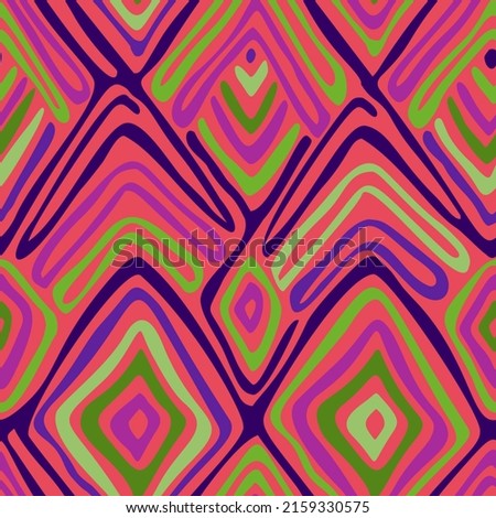 Diamond shapes seamless pattern. Rhombus geometric background. Outline drawing. Simple chevron texture. Bright colorful mosaic ethnic folk  ornament. High resolution simple repeatable motif.