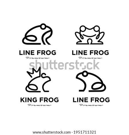 set collection simple frog line vector logo illustration design	