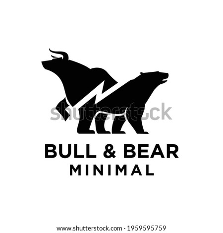 Bear and bull vector logo design players on Exchange and traders on a stock market