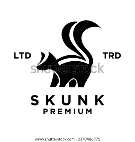 Skunk black white silhouette icon design illustration template