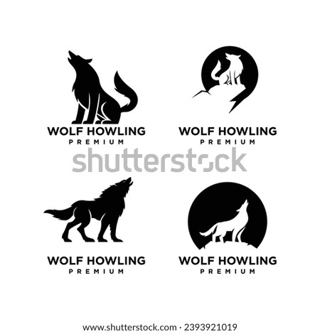 Wolf howling logo icon design illustration template