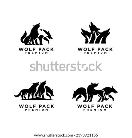 wolf pack logo icon design illustration template