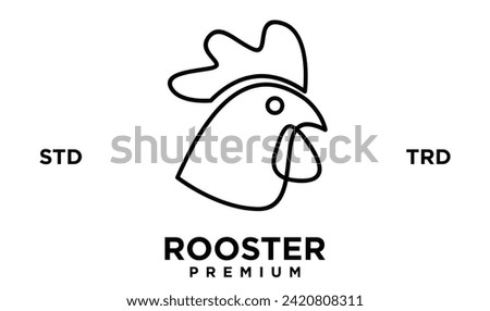 rooster line outline monoline logo vector icon illustration template