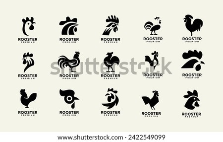 Rooster silhouette icon Vector illustration on white background template