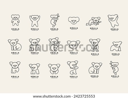 Koala outline logo icon. Australian animal for web and design template