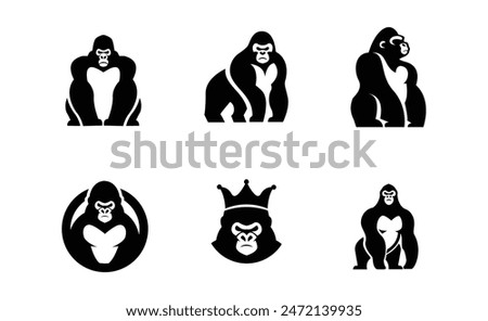 Gorilla line art, Vector illustration logo template design