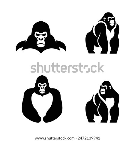 Gorilla line art, Vector illustration logo template design