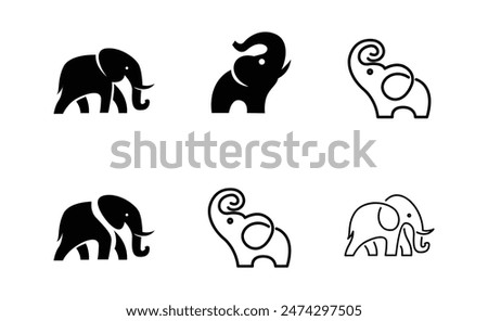 Elephant Logo. African indian Wildlife Elephant Logo Icon Vector Illustration design template