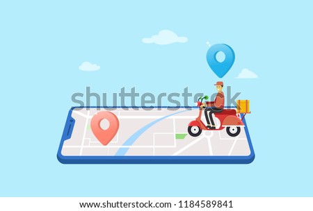 online delivery service vector illustration concept, uber eats, grab food can use for, landing page, template, ui, web, mobile app, poster, banner, flyer