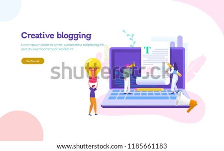 Creative Blogging vector illustration concept, group of people learning about creative blogging and copywriting can use for, landing page, template, ui, web, mobile app, poster, banner, flyer