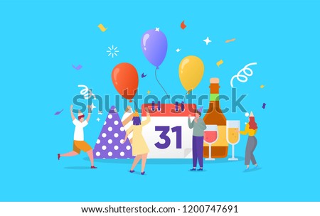 People celebrating new year or happy birthday party vector concept illustration can use for, landing page, template, ui, web, mobile app, poster, banner, flyer