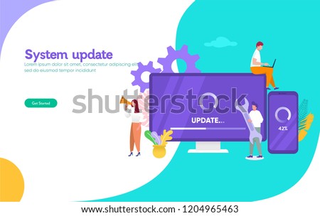 system update vector illustration concept, people update operation system can use for, landing page, template, ui, web, mobile app, poster, banner, flyer
