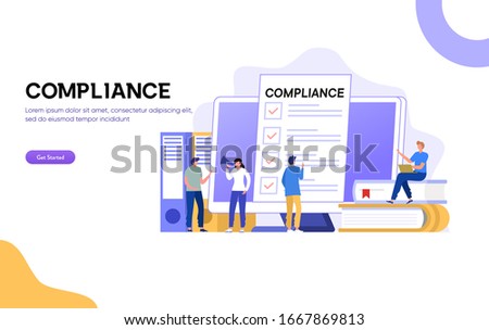 Compliance Rules vector illustration, Businessman offering to sign business contract concept, people discuss regulation, can use for, landing page, template, ui, web, homepage, poster, banner, flyer
