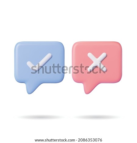 dos and donts speech bubble vector illustration, 3d check and cross on bubble speech, 